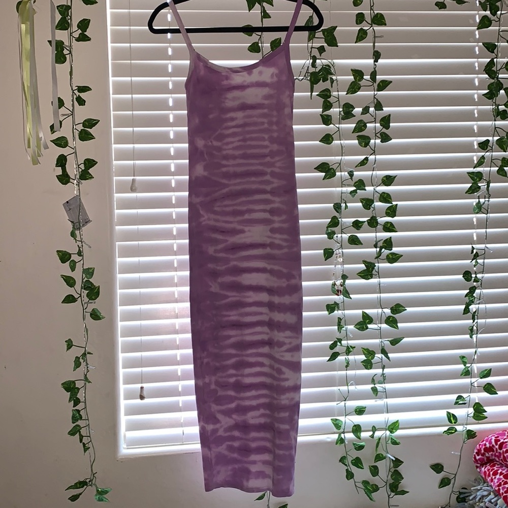 Forever21 purple and white tie dye maxi dress